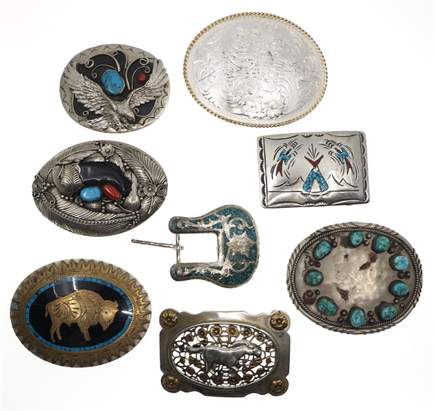 SILVER PLATED SOUTHWESTERN STYLE BELT BUCKLES