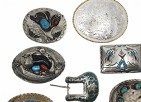 SILVER PLATED SOUTHWESTERN STYLE BELT BUCKLES
