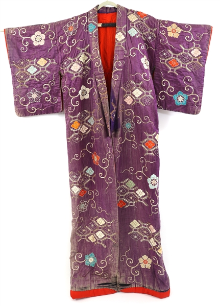 JAPANESE EMBROIDERED SILK KIMONO