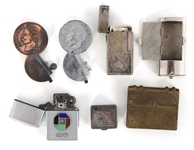 SNUFF BOXES & LIGHTERS - WOOD, BRASS, NICKEL