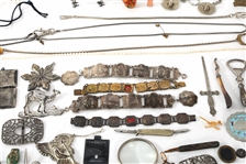 COSTUME JEWELRY BROOCHES, BRACELETS, CHARMS & TRINKETS