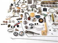 COSTUME JEWELRY BROOCHES, BRACELETS, CHARMS & TRINKETS
