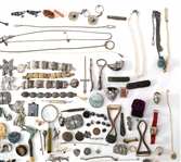 COSTUME JEWELRY BROOCHES, BRACELETS, CHARMS & TRINKETS