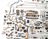 COSTUME JEWELRY BROOCHES, BRACELETS, CHARMS & TRINKETS