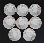 T&V LIMOGES PORCELAIN TEA SET - TEAPOT, CUPS, SAUCERS