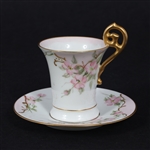 T&V LIMOGES PORCELAIN TEA SET - TEAPOT, CUPS, SAUCERS