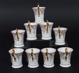 T&V LIMOGES PORCELAIN TEA SET - TEAPOT, CUPS, SAUCERS