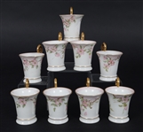 T&V LIMOGES PORCELAIN TEA SET - TEAPOT, CUPS, SAUCERS