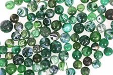 EARLY 20th C. GREEN SLAG GLASS MARBLES