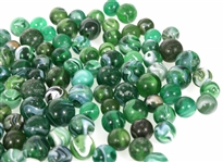 EARLY 20th C. GREEN SLAG GLASS MARBLES