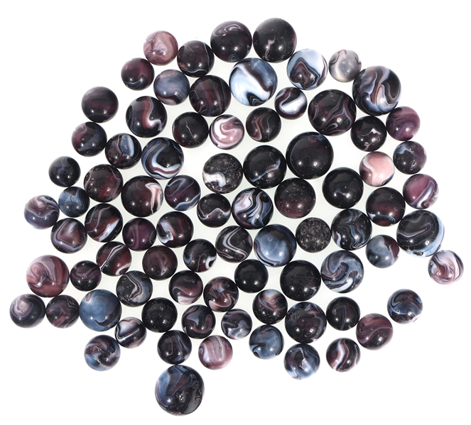 EARLY 20th C. PURPLE SLAG GLASS MARBLES