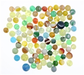 EARLY 20th C. GLASS MARBLES - SLAG, UV, CLEARIES & MORE