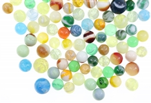 EARLY 20th C. GLASS MARBLES - SLAG, UV, CLEARIES & MORE