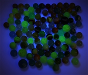 EARLY 20th C. GLASS MARBLES - SLAG, UV, CLEARIES & MORE