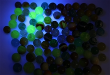 EARLY 20th C. GLASS MARBLES - SLAG, UV, CLEARIES & MORE