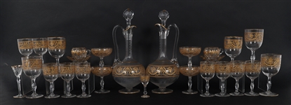 ST. LOUIS CRYSTAL SERVICE PIECES - PITCHERS & GLASSES