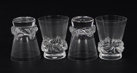 DAUM CRYSTAL SORCY PATTERN DECANTER & SHOT GLASSES