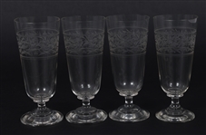 ETCHED CRYSTAL WATER PITCHER & GLASSES