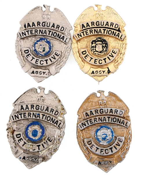 AARGUARD INTERNATIONAL DETECTIVE AGENCY BADGES LOT OF 4