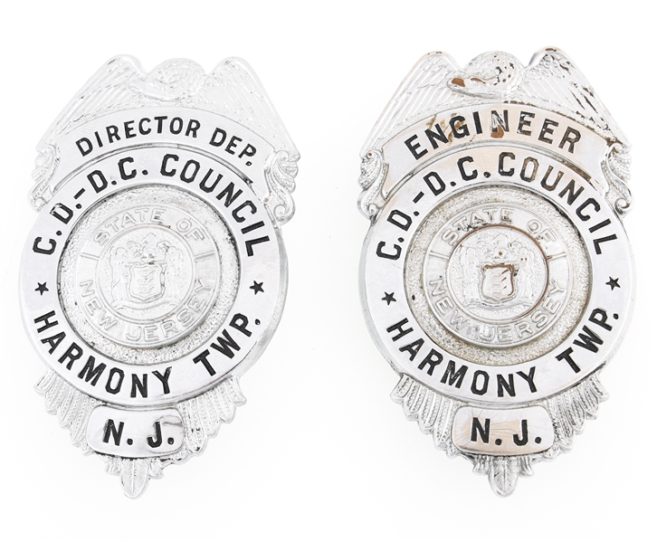 HARMONY TOWNSHIP NJ CD DC COUNCIL BADGES LOT OF TWO
