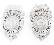 HARMONY TOWNSHIP NJ CD DC COUNCIL BADGES LOT OF TWO