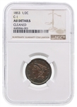 1853 C-1 US BRAIDED HAIR 1/2C COIN NGC GRADED
