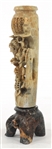 CHINESE CARVED SOFTSTONE FOO DOG STATUETTE