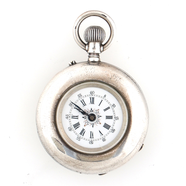 JULES GALLET LADY RACINE .800 SILVER CASE POCKET WATCH