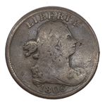 1808 US DRAPED BUST HALF CENT COIN