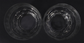 ETCHED CRYSTAL FOREST SCENE LIQUOR & CORDIAL GLASSES