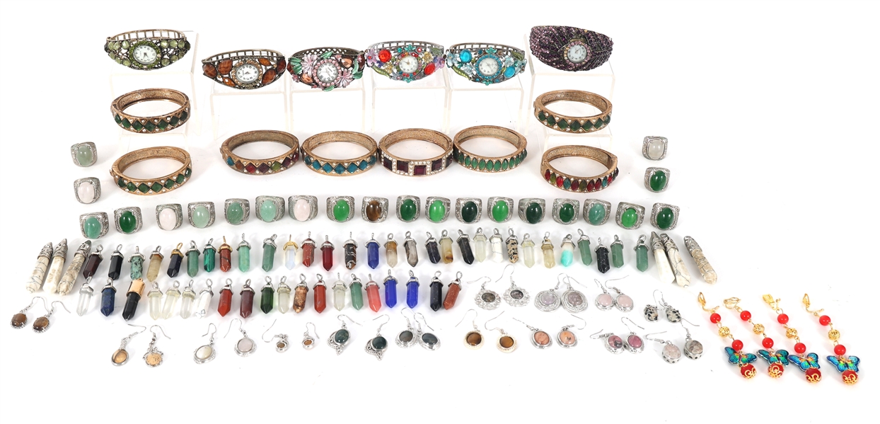 COSTUME JEWELRY - WATCHES, PENDANTS, RINGS, & EARRINGS