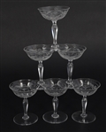 ETCHED CRYSTAL CHAMPAGNE GLASSES 