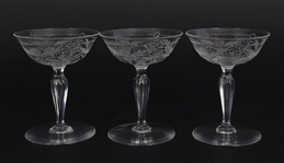 ETCHED CRYSTAL CHAMPAGNE GLASSES 