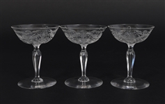 ETCHED CRYSTAL CHAMPAGNE GLASSES 