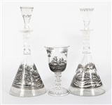 JOSEF LENHARDT SCHWARZLOT GLASS GOBLET & DECANTERS
