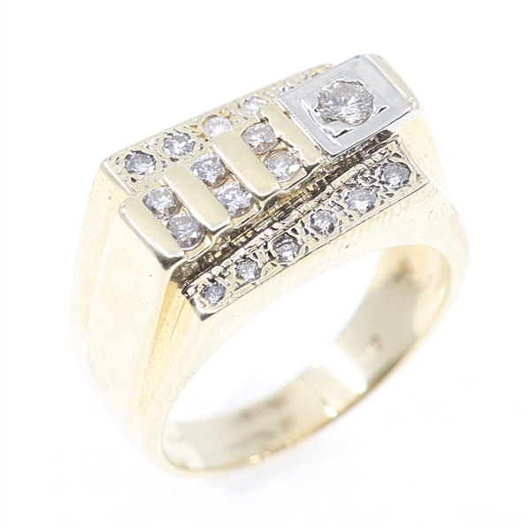 14K YELLOW GOLD DIAMOND STEPPED FASHION RING