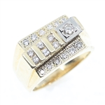 14K YELLOW GOLD DIAMOND STEPPED FASHION RING