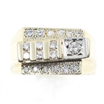 14K YELLOW GOLD DIAMOND STEPPED FASHION RING