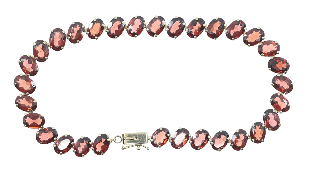 14K YELLOW GOLD GARNET BRACELET