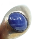 MENS 10K WHITE GOLD STAR SAPPHIRE RING