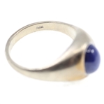 MENS 10K WHITE GOLD STAR SAPPHIRE RING