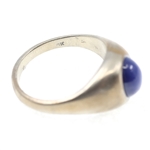 MENS 10K WHITE GOLD STAR SAPPHIRE RING