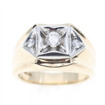 MENS 14K YELLOW GOLD DIAMOND RING