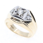 MENS 14K YELLOW GOLD DIAMOND RING