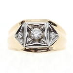 MENS 14K YELLOW GOLD DIAMOND RING