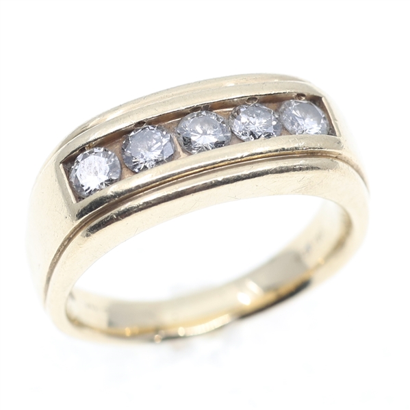MENS 14K YELLOW GOLD DIAMOND BAND
