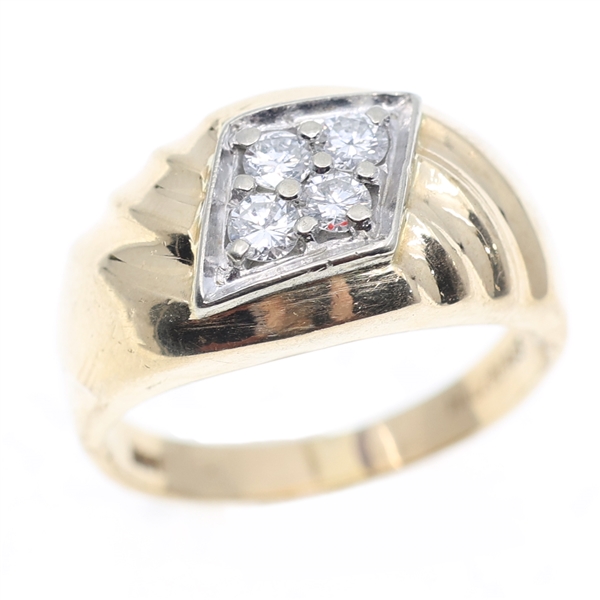 MENS 14K YELLOW GOLD DIAMOND RING 
