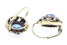 14K YELLOW WHITE ROSE GOLD & BLUE TOPAZ EARRINGS
