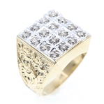 MEN'S 10K YELLOW GOLD DIAMOND CLUSTER RING