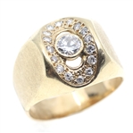 MENS 14K YELLOW GOLD MOISSANITE COCKTAIL RING